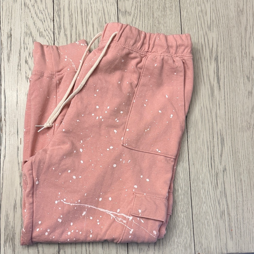 No Boundaries Pink Joggers with White Splatter